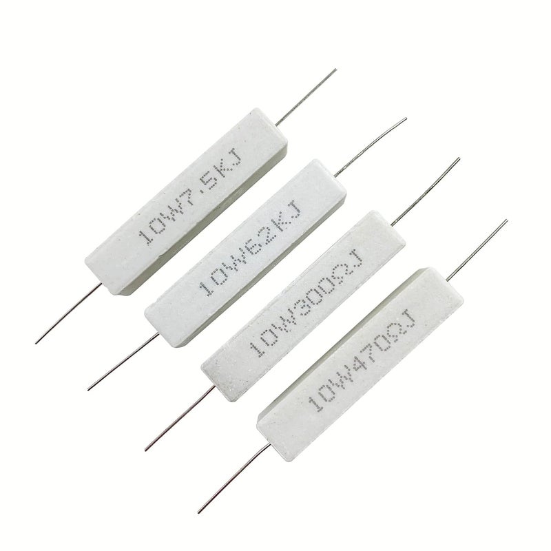 MOKMMKIT 25 Values 50 Pieces Ceramic Cement Resistor KIT 10W Resistance 10 Watt ±5% Power Resistors (100 Ohm - 100K Ohm) - Image 3